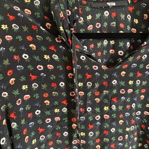 Equipmemt Femme silk blouse top shirt black flowers tie neck - Size Medium